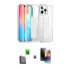 MARSİLYAN™- iPhone 16 Pro Kılıf Nova Işık Koleksiyonu - Siyah 3D Antistatik Mat Seramik Nano Ekran Koruyucu + Siyah Raze Metal Kamera Lens