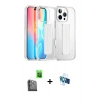 MARSİLYAN™- iPhone 16 Pro Kılıf Nova Işık Koleksiyonu - Siyah 3D Antistatik Seramik Nano Ekran Koruyucu + Raze Metal Kamera Lens - SH