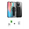 MARSİLYAN™- iPhone 16 Pro Kılıf Nova Işık Koleksiyonu - Siyah Bilvis 0.18mm Plus Cam Ekran Koruyucu + Raze Metal Kamera Lens - BZ