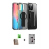 MARSİLYAN™- iPhone 16 Pro Kılıf Nova Işık Koleksiyonu - Siyah Bilvis 3D Mat Cam Ekran Koruyucu + Raze Metal Kamera Lens - CLTM
