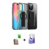 MARSİLYAN™- iPhone 16 Pro Kılıf Nova Işık Koleksiyonu - Siyah Bilvis 5in1 5D Magic Hayalet Cam Ekran Koruyucu + Çöl Titanyum Raze Metal Kamera Lens