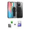 MARSİLYAN™- iPhone 16 Pro Kılıf Nova Işık Koleksiyonu - Siyah Bilvis 5in1 5D Magic Hayalet Cam Ekran Koruyucu + Raze Metal Kamera Lens - SH