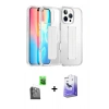 MARSİLYAN™- iPhone 16 Pro Kılıf Nova Işık Koleksiyonu - Siyah Bilvis 5in1 5D Magic Hayalet Cam Ekran Koruyucu + Raze Metal Kamera Lens - SH