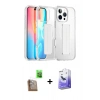MARSİLYAN™- iPhone 16 Pro Kılıf Nova Işık Koleksiyonu - Siyah Bilvis 5in1 5D Magic Hayalet Cam Ekran Koruyucu + Çöl Titanyum Raze Metal Kamera Lens