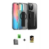 MARSİLYAN™- iPhone 16 Pro Kılıf Nova Işık Koleksiyonu - Siyah Buffer Cam Ekran Koruyucu + Raze Metal Kamera Lens - SH