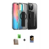 MARSİLYAN™- iPhone 16 Pro Kılıf Nova Işık Koleksiyonu - Siyah Buffer Hayalet Cam Ekran Koruyucu + Raze Metal Kamera Lens - CLTM