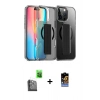 MARSİLYAN™- iPhone 16 Pro Kılıf Nova Işık Koleksiyonu - Siyah Buffer Hayalet Cam Ekran Koruyucu + Raze Metal Kamera Lens - SH