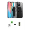 MARSİLYAN™- iPhone 16 Pro Kılıf Nova Işık Koleksiyonu - Siyah Joko Magic 5D Hayalet Cam + Raze Metal Kamera Lens - BZ
