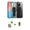 MARSİLYAN™- iPhone 16 Pro Kılıf Nova Işık Koleksiyonu - Siyah Joko Magic 5D Hayalet Cam + Çöl Titanyum Raze Metal Kamera Lens