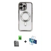 MARSİLYAN™- iPhone 16 Pro Kılıf Nova Işık Özel Seri - Siyah 3D Antistatik Cam Ekran Koruyucu + Raze Metal Kamera Lens - SH