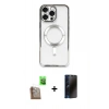MARSİLYAN™- iPhone 16 Pro Kılıf Nova Işık Özel Seri - Siyah 3D Antistatik Hayalet Cam Ekran Koruyucu + Raze Metal Kamera Lens - CLTM
