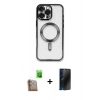 MARSİLYAN™- iPhone 16 Pro Kılıf Nova Işık Özel Seri - Siyah 3D Antistatik Hayalet Cam Ekran Koruyucu + Raze Metal Kamera Lens - CLTM
