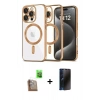 MARSİLYAN™- iPhone 16 Pro Kılıf Nova Işık Özel Seri - Siyah 3D Antistatik Hayalet Cam Ekran Koruyucu + Raze Metal Kamera Lens - CLTM