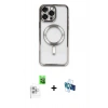 MARSİLYAN™- iPhone 16 Pro Kılıf Nova Işık Özel Seri - Siyah 3D Antistatik Seramik Nano Ekran Koruyucu + Raze Metal Kamera Lens - BZ