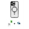 MARSİLYAN™- iPhone 16 Pro Kılıf Nova Işık Özel Seri - Siyah 3D Antistatik Seramik Nano Ekran Koruyucu + Raze Metal Kamera Lens - BZ