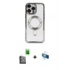 MARSİLYAN™- iPhone 16 Pro Kılıf Nova Işık Özel Seri - Siyah 3D Antistatik Seramik Nano Ekran Koruyucu + Raze Metal Kamera Lens - SH