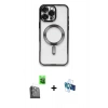 MARSİLYAN™- iPhone 16 Pro Kılıf Nova Işık Özel Seri - Siyah 3D Antistatik Seramik Nano Ekran Koruyucu + Raze Metal Kamera Lens - SH