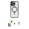 MARSİLYAN™- iPhone 16 Pro Kılıf Nova Işık Özel Seri - Siyah Bilvis 0.18mm Plus Cam Ekran Koruyucu + Raze Metal Kamera Lens - CLTM