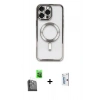 MARSİLYAN™- iPhone 16 Pro Kılıf Nova Işık Özel Seri - Siyah Bilvis 0.18mm Plus Cam Ekran Koruyucu + Raze Metal Kamera Lens - SH