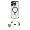 MARSİLYAN™- iPhone 16 Pro Kılıf Nova Işık Özel Seri - Siyah Bilvis 3D Cam Ekran Koruyucu + Raze Metal Kamera Lens - CLTM