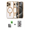 MARSİLYAN™- iPhone 16 Pro Kılıf Nova Işık Özel Seri - Siyah Bilvis 3D Mat Cam Ekran Koruyucu + Siyah Raze Metal Kamera Lens