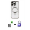 MARSİLYAN™- iPhone 16 Pro Kılıf Nova Işık Özel Seri - Siyah Bilvis 5in1 5D Magic Hayalet Cam Ekran Koruyucu + Siyah Raze Metal Kamera Lens