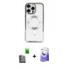 MARSİLYAN™- iPhone 16 Pro Kılıf Nova Işık Özel Seri - Siyah Bilvis 5in1 5D Magic Hayalet Cam Ekran Koruyucu + Siyah Raze Metal Kamera Lens