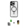 MARSİLYAN™- iPhone 16 Pro Kılıf Nova Işık Özel Seri - Siyah Buffer Cam Ekran Koruyucu + Raze Metal Kamera Lens - SH