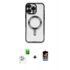 MARSİLYAN™- iPhone 16 Pro Kılıf Nova Işık Özel Seri - Siyah Buffer Hayalet Cam Ekran Koruyucu + Raze Metal Kamera Lens - BZ