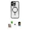 MARSİLYAN™- iPhone 16 Pro Kılıf Nova Işık Özel Seri - Siyah Buffer Hayalet Cam Ekran Koruyucu + Raze Metal Kamera Lens - CLTM