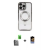 MARSİLYAN™- iPhone 16 Pro Kılıf Nova Işık Özel Seri - Siyah Buffer Hayalet Cam Ekran Koruyucu + Siyah Raze Metal Kamera Lens