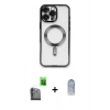 MARSİLYAN™- iPhone 16 Pro Kılıf Nova Işık Özel Seri - Siyah Joko Magic 5D Cam + Raze Metal Kamera Lens - SH