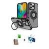 MARSİLYAN™- iPhone 16 Pro Kılıf Nova Minimal Serisi - Siyah 3D Antistatik Cam Ekran Koruyucu + Raze Metal Kamera Lens - CLTM