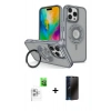 MARSİLYAN™- iPhone 16 Pro Kılıf Nova Minimal Serisi - Siyah 3D Antistatik Hayalet Cam Ekran Koruyucu + Raze Metal Kamera Lens - BZ