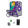 MARSİLYAN™- iPhone 16 Pro Kılıf Nova Minimal Serisi - Siyah 3D Antistatik Hayalet Cam Ekran Koruyucu + Raze Metal Kamera Lens - SH