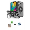 MARSİLYAN™- iPhone 16 Pro Kılıf Nova Minimal Serisi - Siyah 3D Antistatik Seramik Nano Ekran Koruyucu + Çöl Titanyum Raze Metal Kamera Lens