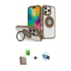 MARSİLYAN™- iPhone 16 Pro Kılıf Nova Minimal Serisi - Siyah 3D Antistatik Seramik Nano Ekran Koruyucu + Çöl Titanyum Raze Metal Kamera Lens