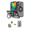 MARSİLYAN™- iPhone 16 Pro Kılıf Nova Minimal Serisi - Siyah Bilvis 3D Mat Cam Ekran Koruyucu + Çöl Titanyum Raze Metal Kamera Lens