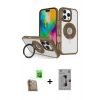 MARSİLYAN™- iPhone 16 Pro Kılıf Nova Minimal Serisi - Siyah Bilvis 3D Mat Cam Ekran Koruyucu + Çöl Titanyum Raze Metal Kamera Lens