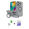 MARSİLYAN™- iPhone 16 Pro Kılıf Nova Minimal Serisi - Siyah Bilvis 5in1 5D Magic Hayalet Cam Ekran Koruyucu + Raze Metal Kamera Lens - BZ