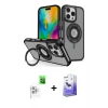MARSİLYAN™- iPhone 16 Pro Kılıf Nova Minimal Serisi - Siyah Bilvis 5in1 5D Magic Hayalet Cam Ekran Koruyucu + Raze Metal Kamera Lens - BZ