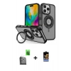 MARSİLYAN™- iPhone 16 Pro Kılıf Nova Minimal Serisi - Siyah Buffer Hayalet Cam Ekran Koruyucu + Siyah Raze Metal Kamera Lens