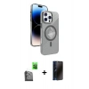 MARSİLYAN™- iPhone 16 Pro Kılıf Nova Modern Prime - Siyah 3D Antistatik Hayalet Cam Ekran Koruyucu + Raze Metal Kamera Lens - SH