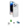 MARSİLYAN™- iPhone 16 Pro Kılıf Nova Modern Prime - Siyah 3D Antistatik Seramik Nano Ekran Koruyucu + Beyaz Raze Metal Kamera Lens