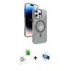 MARSİLYAN™- iPhone 16 Pro Kılıf Nova Modern Prime - Siyah 3D Antistatik Seramik Nano Ekran Koruyucu + Beyaz Raze Metal Kamera Lens