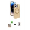 MARSİLYAN™- iPhone 16 Pro Kılıf Nova Modern Prime - Siyah Bilvis 3D Cam Ekran Koruyucu + Çöl Titanyum Raze Metal Kamera Lens