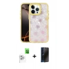 MARSİLYAN™- iPhone 16 Pro Kılıf Odak Prime - Siyah 3D Antistatik Hayalet Cam Ekran Koruyucu + Raze Metal Kamera Lens - BZ
