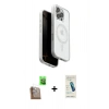 MARSİLYAN™- iPhone 16 Pro Kılıf Pusula Form Serisi - Şeffaf Pasifik Cam Ekran Koruyucu + Raze Metal Kamera Lens - CLTM