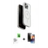 MARSİLYAN™- iPhone 16 Pro Kılıf Pusula Form Serisi - Siyah 3D Antistatik Mat Seramik Nano Ekran Koruyucu + Raze Metal Kamera Lens - BZ