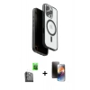 MARSİLYAN™- iPhone 16 Pro Kılıf Pusula Form Serisi - Siyah 3D Antistatik Mat Seramik Nano Ekran Koruyucu + Raze Metal Kamera Lens - SH